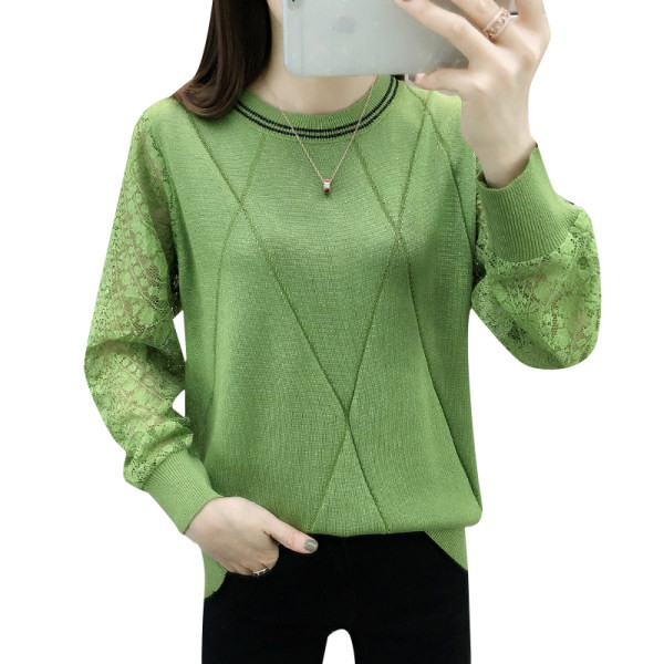 Új modell női kötött, csipkeujjú pulóver