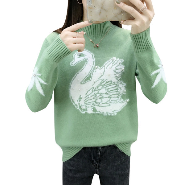 Női pulóver rátéttel és gyöngyökkel