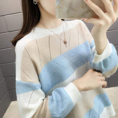 Φαρδύ μοντέλο γυναικείο πουλόβερ με οβάλ λαιμόκοψη