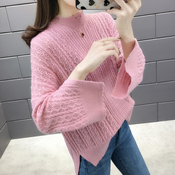 Őszi-téli női pulóver, széles ujjal