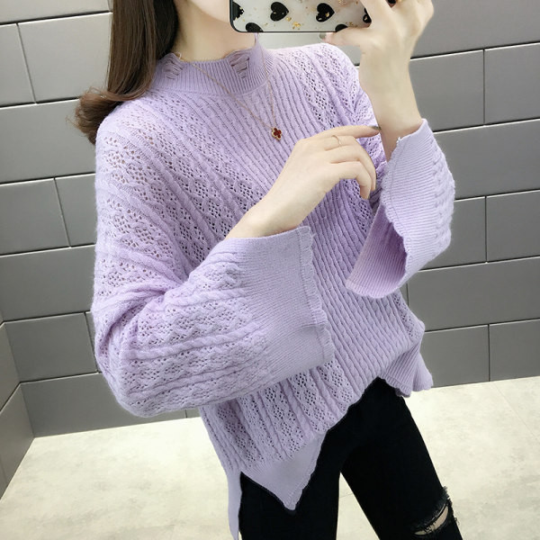 Őszi-téli női pulóver, széles ujjal