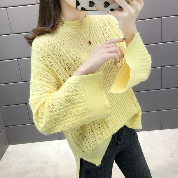 Őszi-téli női pulóver, széles ujjal