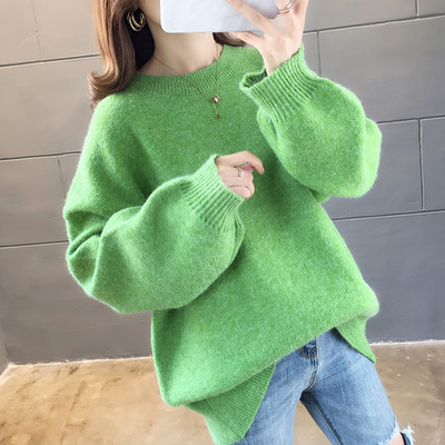 Modern női kötött pulóver, széles ujjal