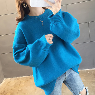 Modern női kötött pulóver, széles ujjal