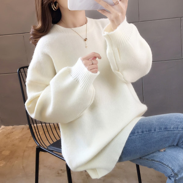 Modern női kötött pulóver, széles ujjal