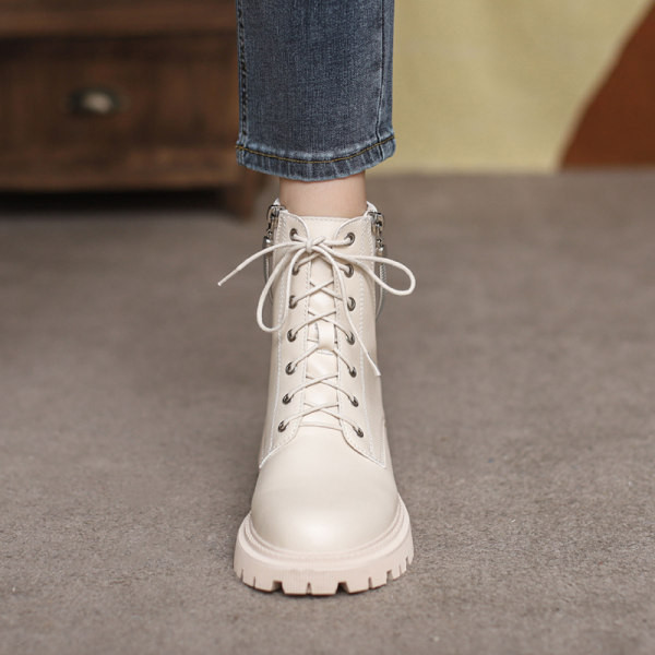 Új modell női bőrcsizma durva talppal és fűzővel