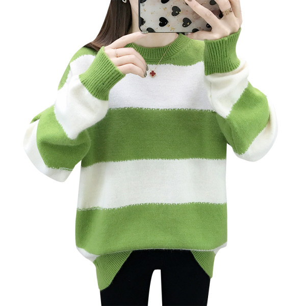 Női csíkos pulóver ovális nyakkivágással - többféle színben