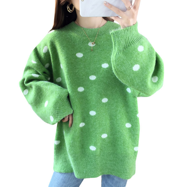 Széles modell női pulóver kerek nyakkivágással