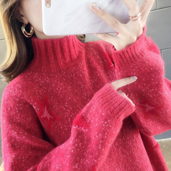 Csillagmintás női pulóver három színben