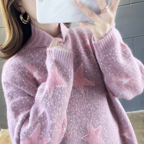 Csillagmintás női pulóver három színben