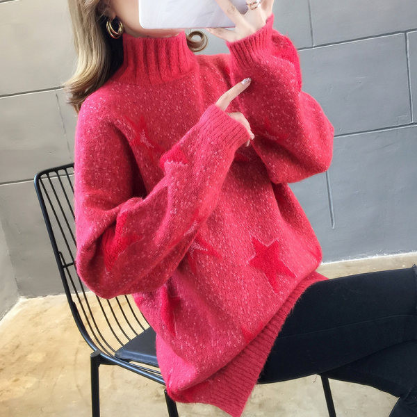 Csillagmintás női pulóver három színben