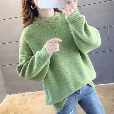 Női széles pulóver kerek nyakkivágással és hosszú ujjal