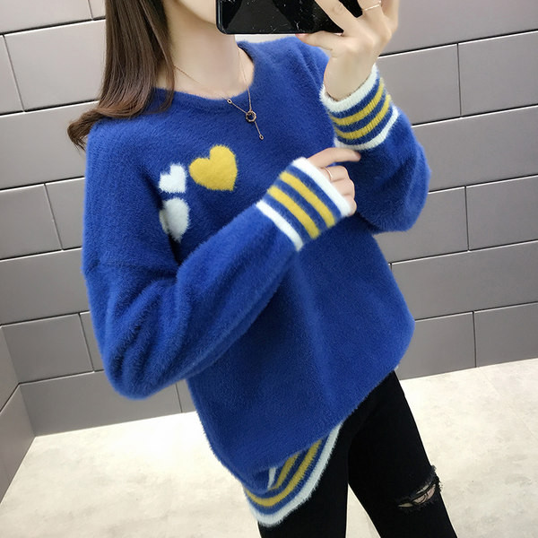 Női pehely pulóver ovális nyakkivágással