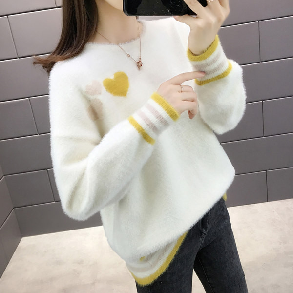 Női pehely pulóver ovális nyakkivágással