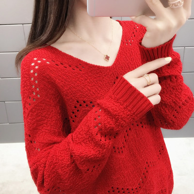 Alkalmi női pulóver spitz nyakkivágással