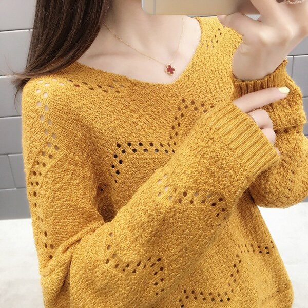 Alkalmi női pulóver spitz nyakkivágással