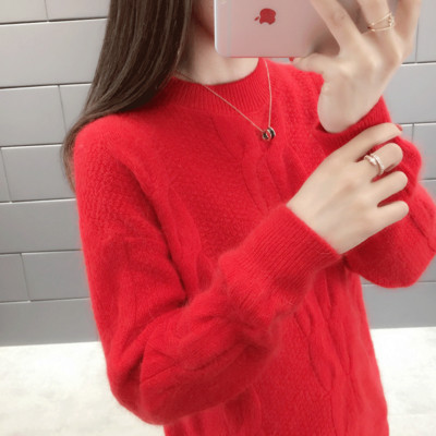 Stílusos női pulóver ovális nyakkivágással, sima modellel