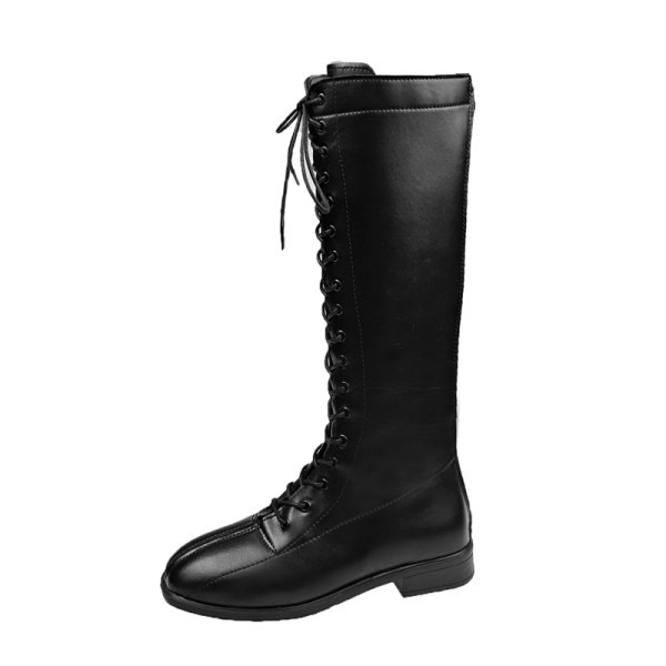 Női bőrcsizma műbőr nyakkendővel