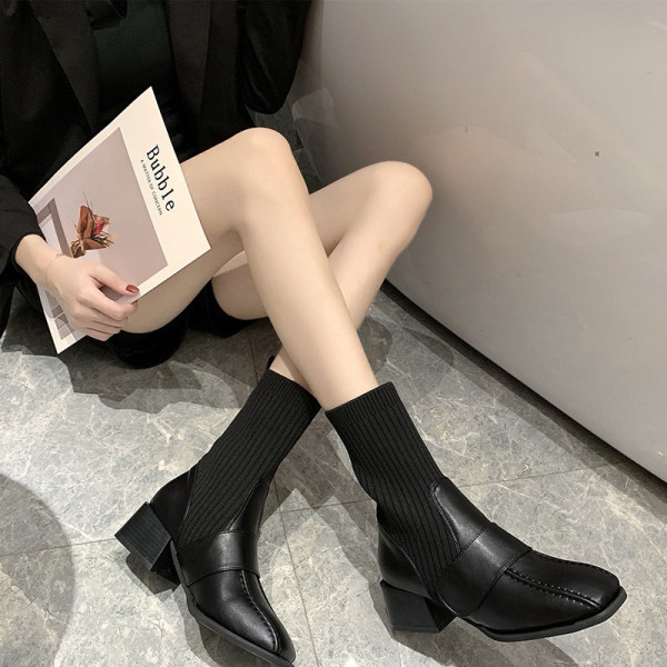 Női zokni vastag, négyzet alakú sarokkal 5 cm