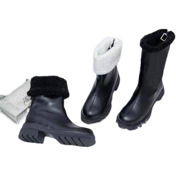 Női alkalmi csizma meleg béléssel és cipzárral