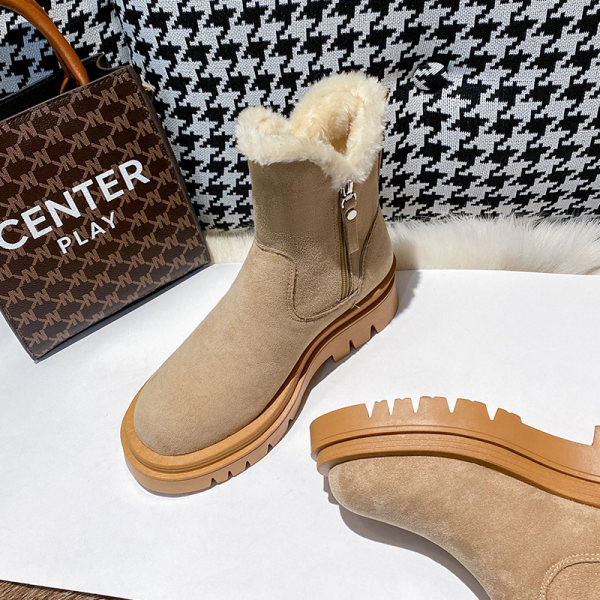 Öko velúrból készült modern csizma cipzárral, két színben