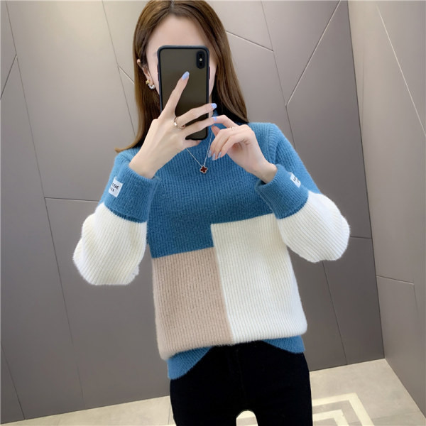 Női alkalmi pulóver négy színben, magas gallérral