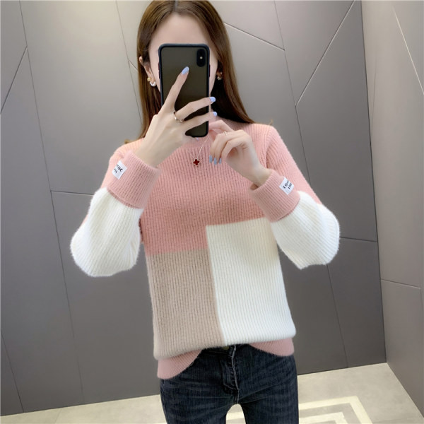 Női alkalmi pulóver négy színben, magas gallérral