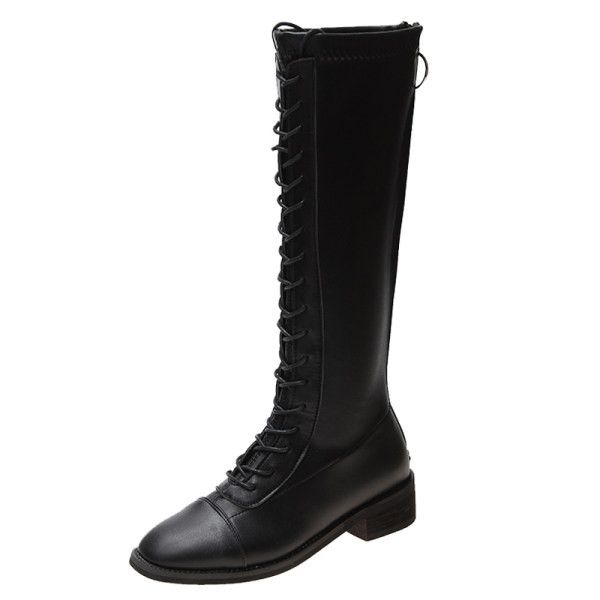 Női térdig érő csizma fűzős - retro stílusú