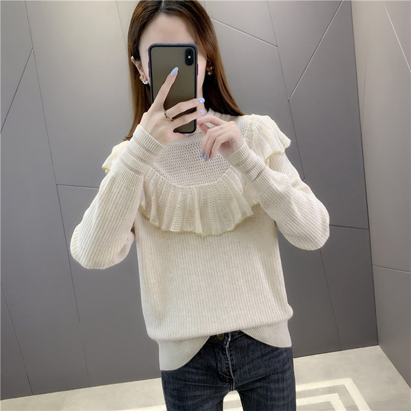 Kötött női pulóver ovális nyakkivágással