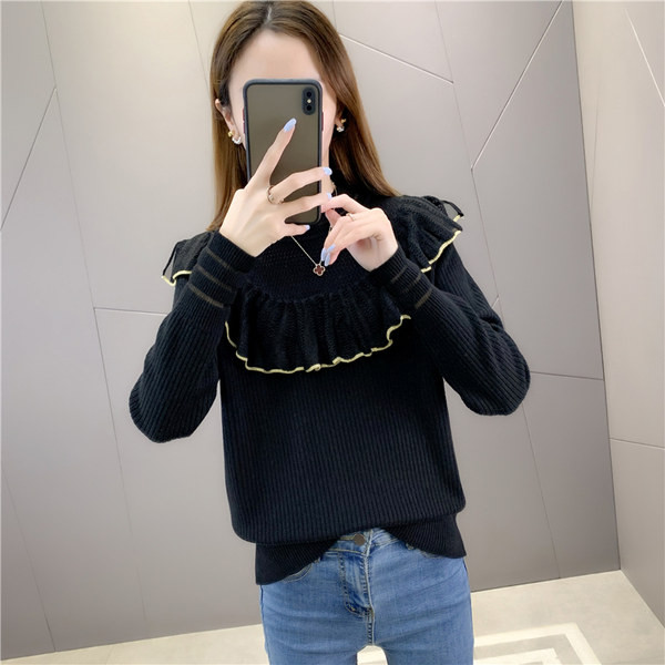 Kötött női pulóver ovális nyakkivágással