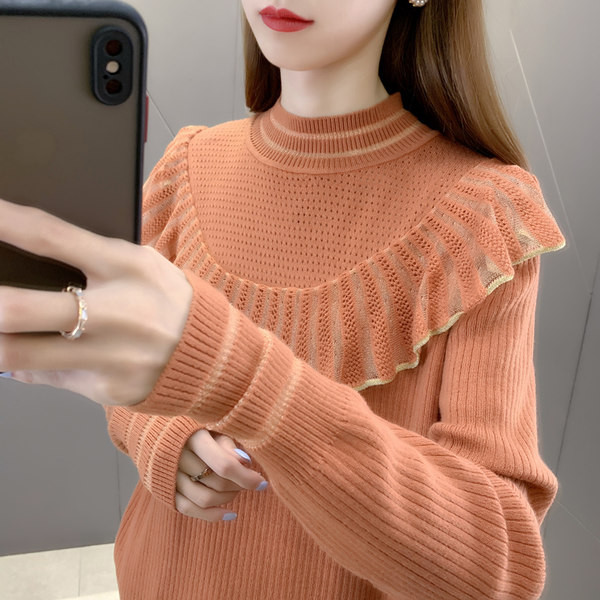 Kötött női pulóver ovális nyakkivágással