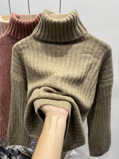 Γυναικείο κοτλέ πουλόβερ με ψηλό γιακά