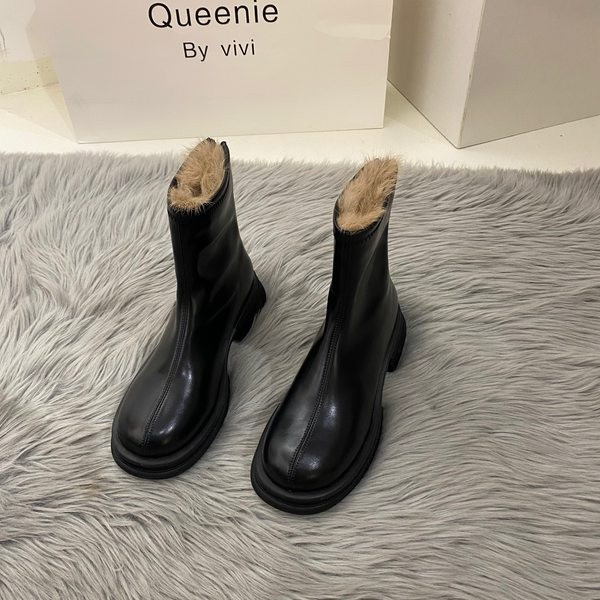 Νέο μοντέλο γυναικείες δερμάτινες μπότες με ζεστή φόδρα