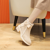 Moderne ženske čizme s trakom i petom od 5,5 cm