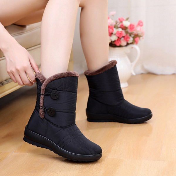 Naiste sooja voodri ja nööpidega veekindlad saapad