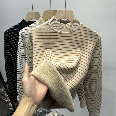 Női pulóver meleg béléssel, három színben