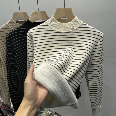 Női pulóver meleg béléssel, három színben