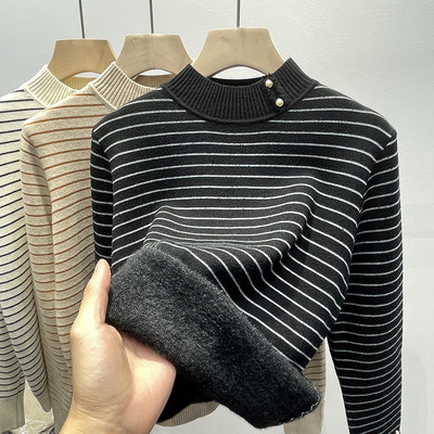 Női pulóver meleg béléssel, három színben