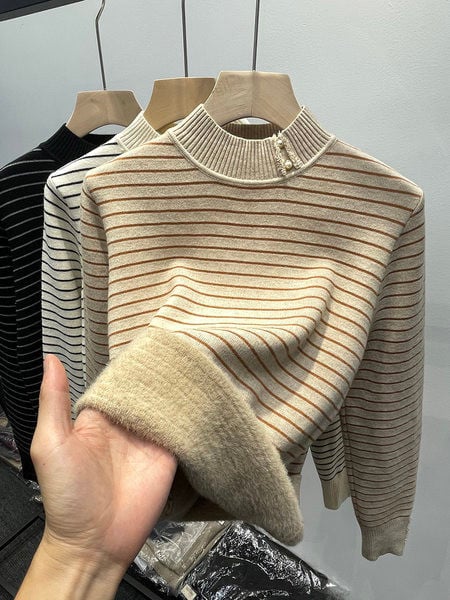 Női pulóver meleg béléssel, három színben