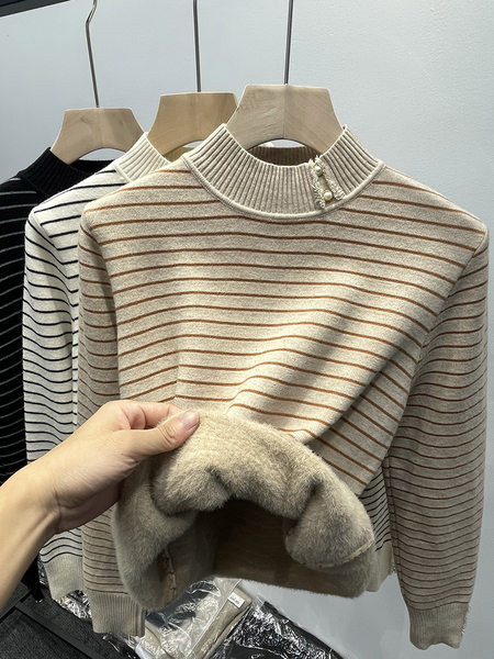 Női pulóver meleg béléssel, három színben