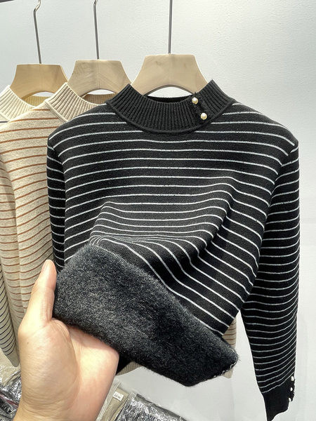 Női pulóver meleg béléssel, három színben