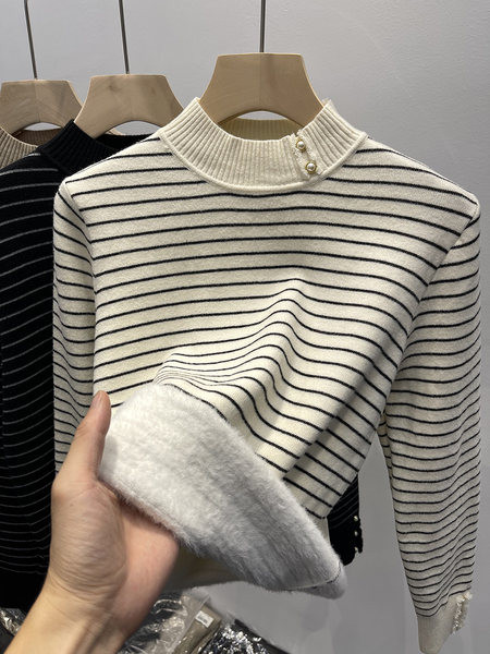 Női pulóver meleg béléssel, három színben