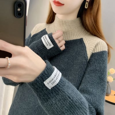 Casual γυναικείο πλεκτό πουλόβερ - με γιακά πόλο