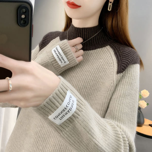 Alkalmi női kötött pulóver - pólógallérral