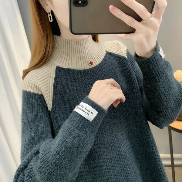 Alkalmi női kötött pulóver - pólógallérral