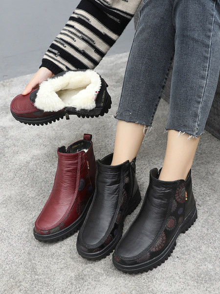 Sooja voodriga vabaaja naiste saapad - must ja punane