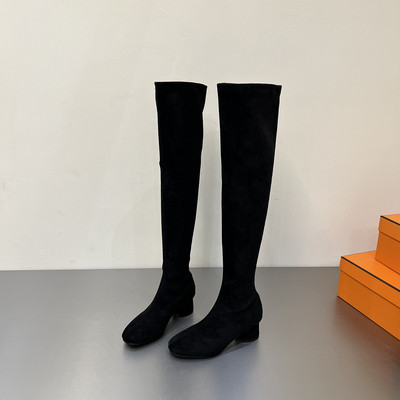 Γυναικείες σουέτ μπότες με τετράγωνο τακούνι 4 cm