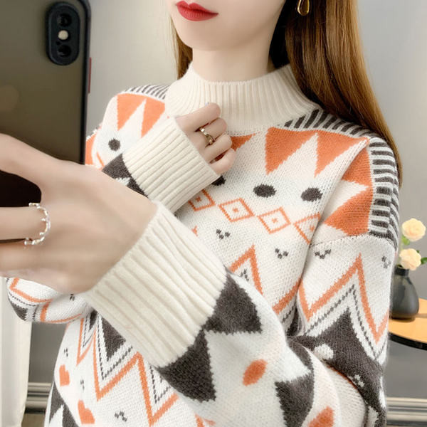 Γυναικείο τοπικό πουλόβερ με φαρδύ σχέδιο