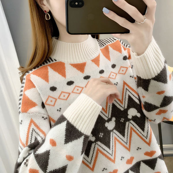 Γυναικείο τοπικό πουλόβερ με φαρδύ σχέδιο