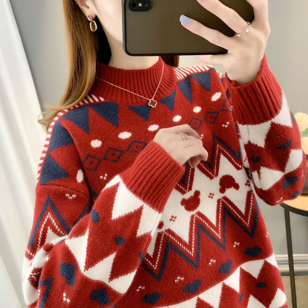 Γυναικείο τοπικό πουλόβερ με φαρδύ σχέδιο